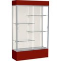 Waddell Display Case Of Ghent Spirit Lighted Display Case 48"W x 80"H x 16"D Plaque Back Satin Finish Maroon Base & Top 3174PB-SN-MN